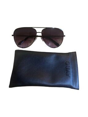 Quay Black Aviator Sunglasses Purple Gradient Lens UV Protection Stylish